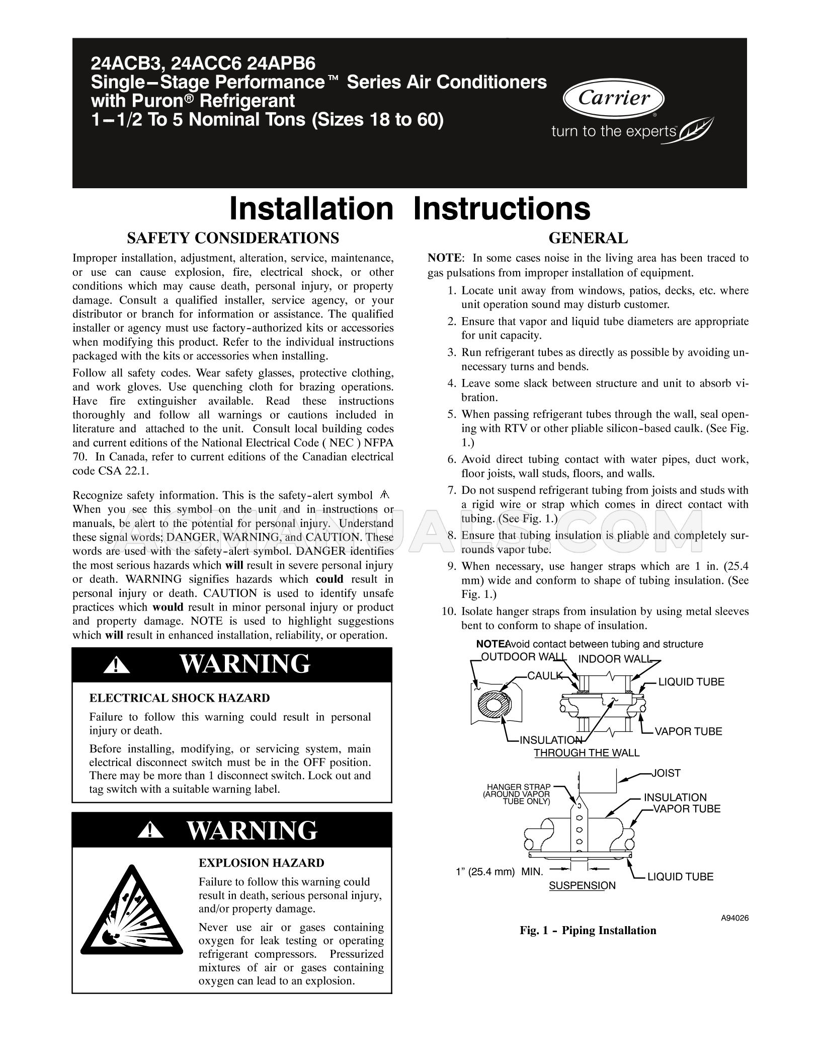 Carrier 24acb3 Performance Installation Manual
