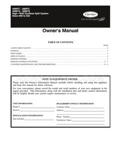 Carrier 40MFQ0173 Owners Manual