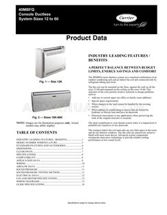 Carrier 40MBFQ183 Specification Sheet