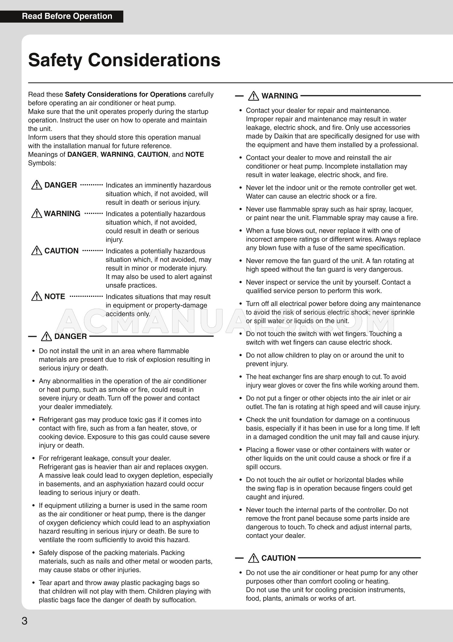 Daikin FTX18NMVJU Operation Manual