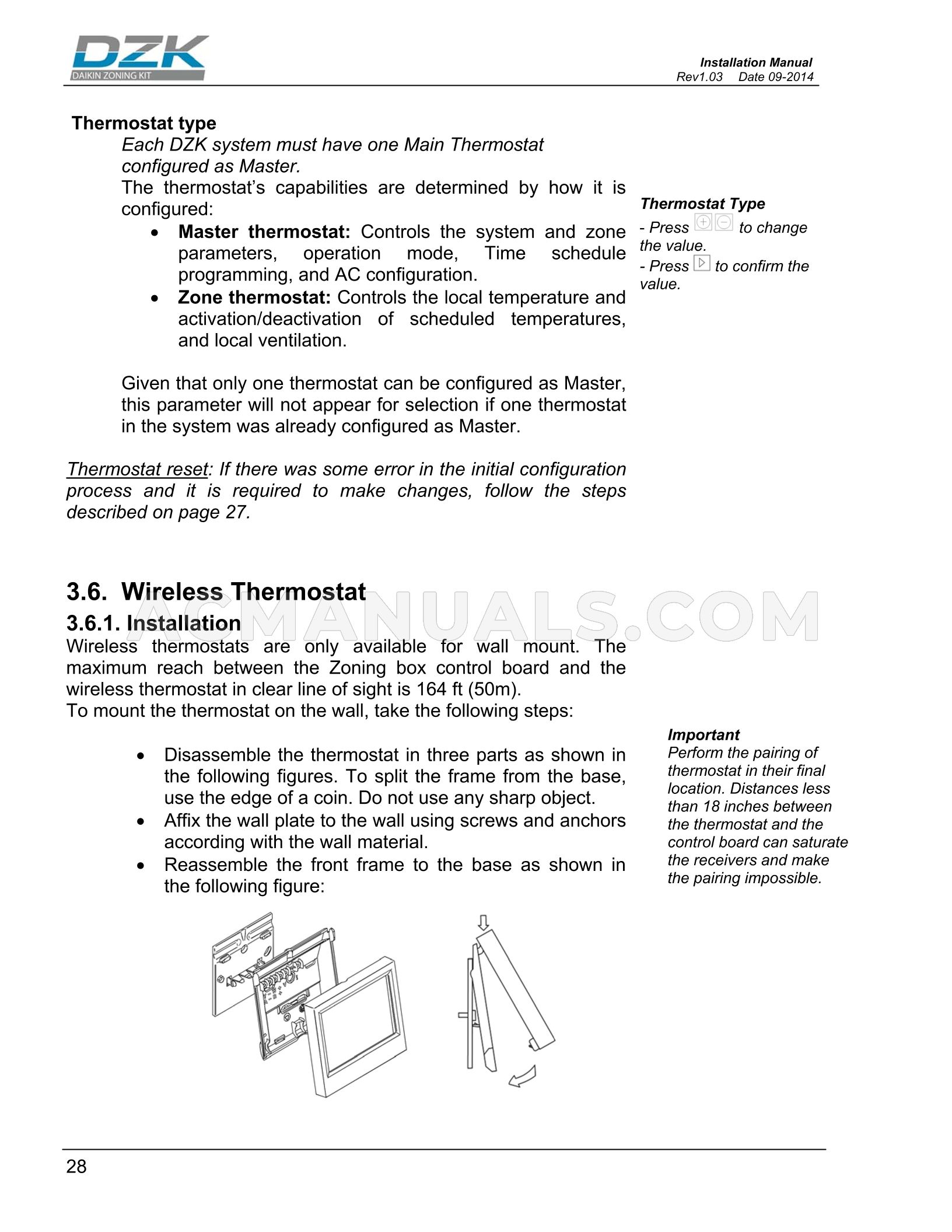 Daikin DZK048E62 Installation Manual