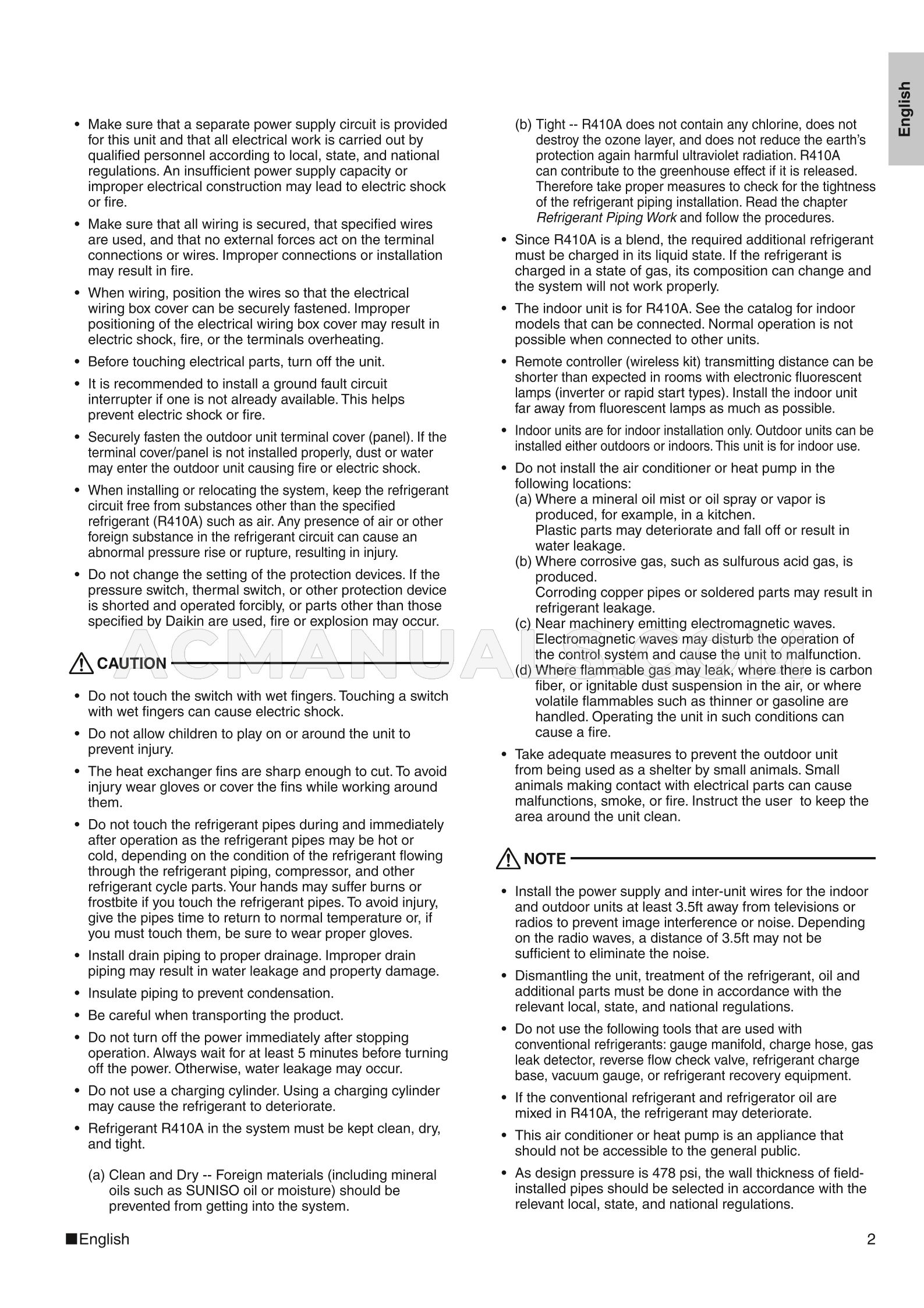 Daikin FTX18NMVJU Installation Manual