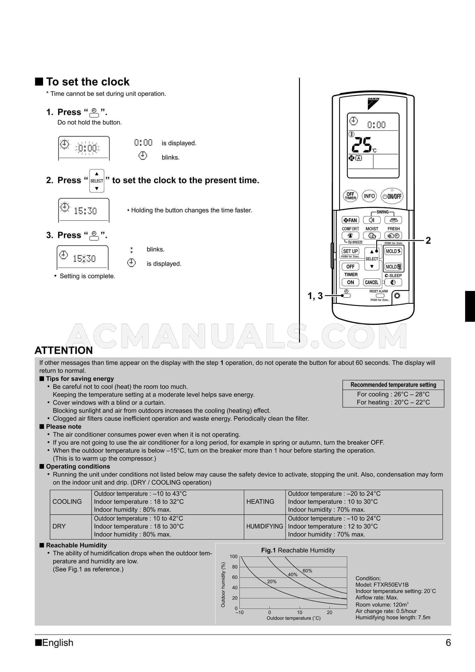 Daikin FTXR28EV1B9 Ururu Sarara Operation Manual