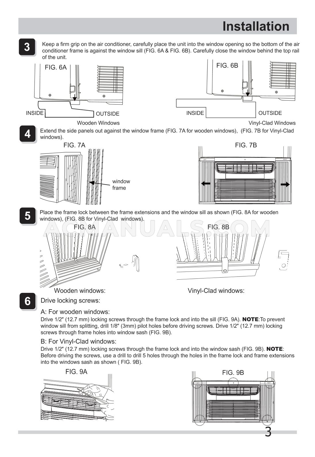 Frigidaire FFRE0833U1 Installation Instructions