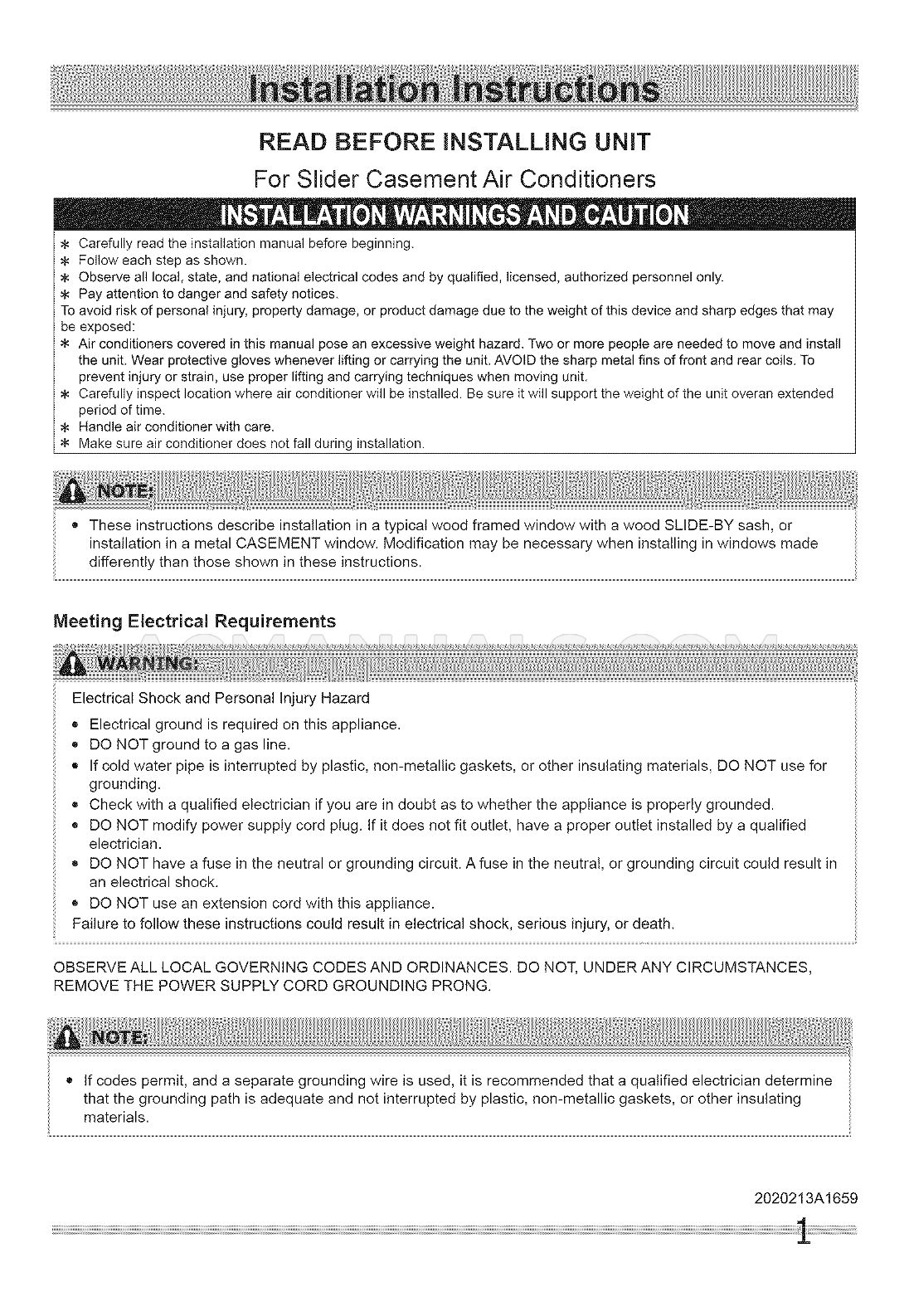 Frigidaire FFRS1022R1 Installation Instructions