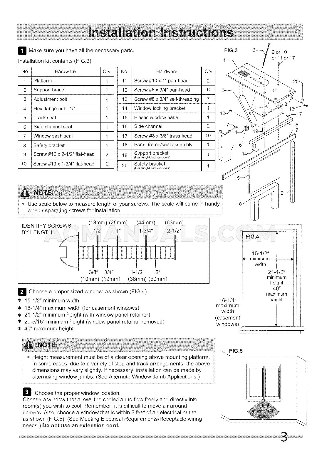 Frigidaire FFRS1022R1 Installation Instructions