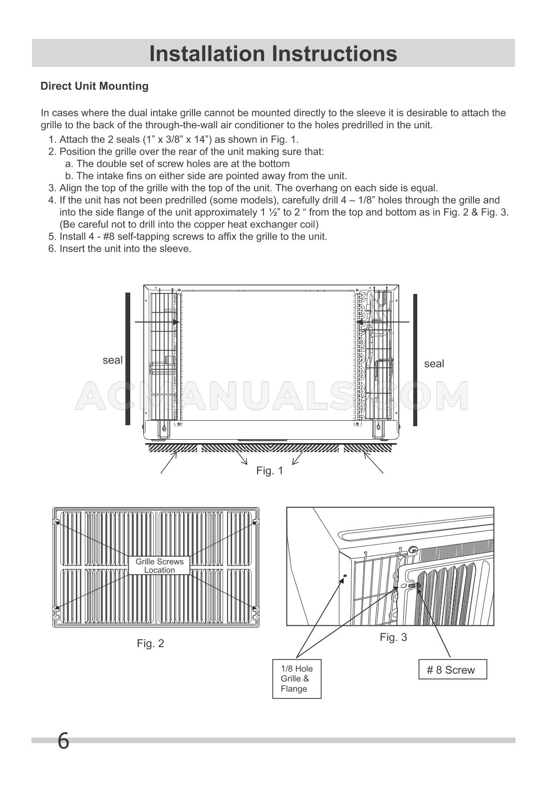 Frigidaire FFTA0833U1 Installation Instructions