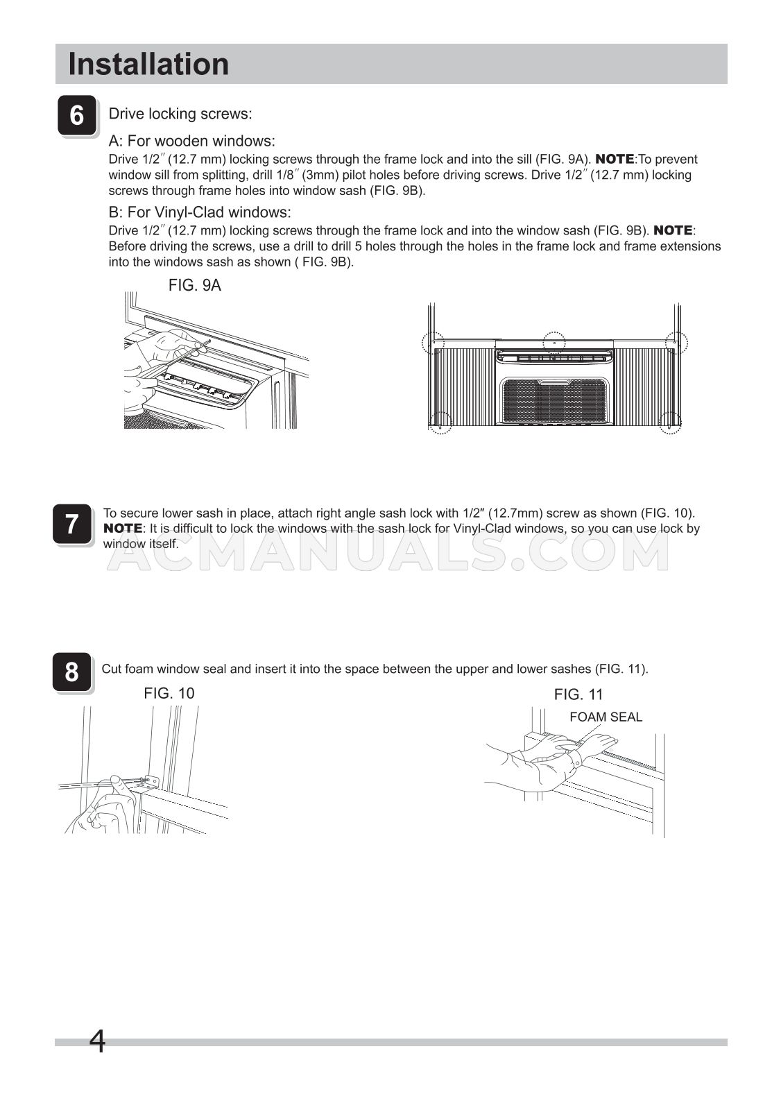 Frigidaire GHWQ123WC1 Gallery Installation Instructions
