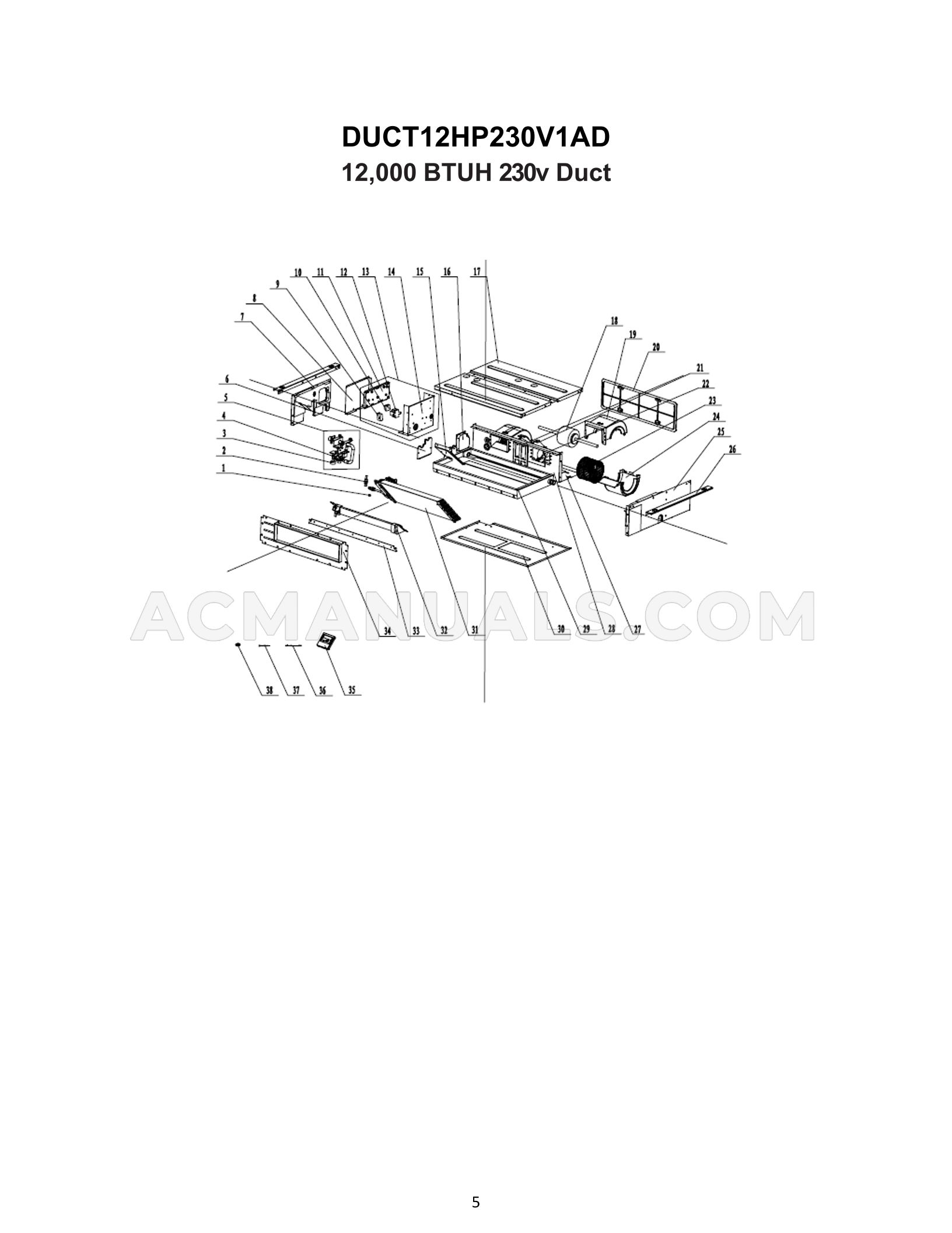 Gree DUCT18HP230V1AD Parts List
